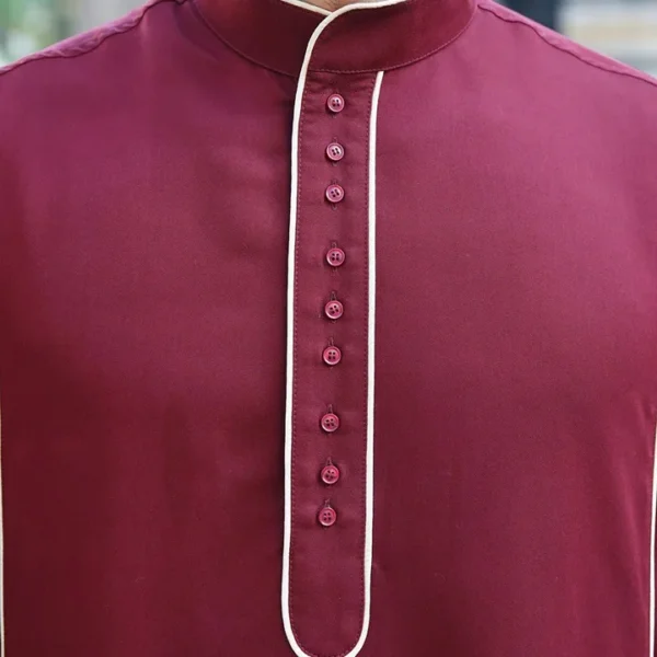 Maroon Mao Collar Men’s Islamic Thobe USA