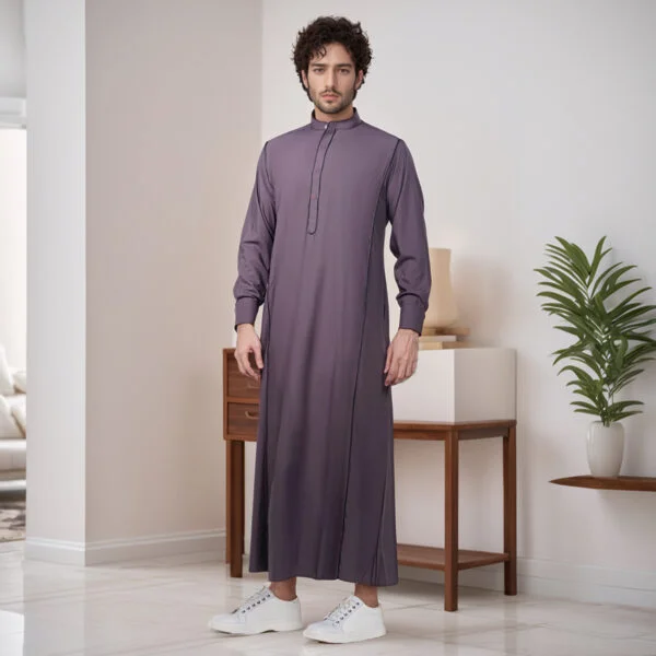 Men’s Purple Grey Islamic Thobe USA Men’s Purple Grey Islamic Thobe USA