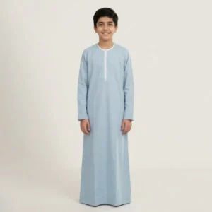 Metallic Silver Omani Style Baby Boy Jubba Thobe in USA