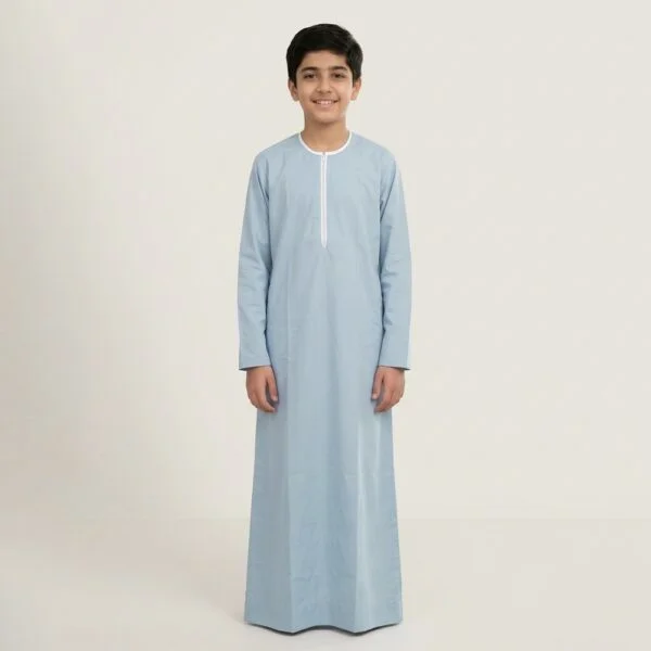 Metallic Silver Omani Style Baby Boy Jubba Thobe in USA