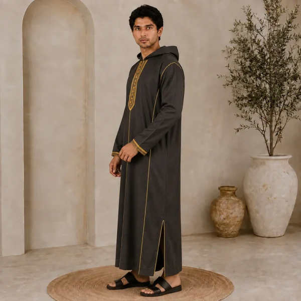 Moroccan Charcoal Grey Djellaba for Men