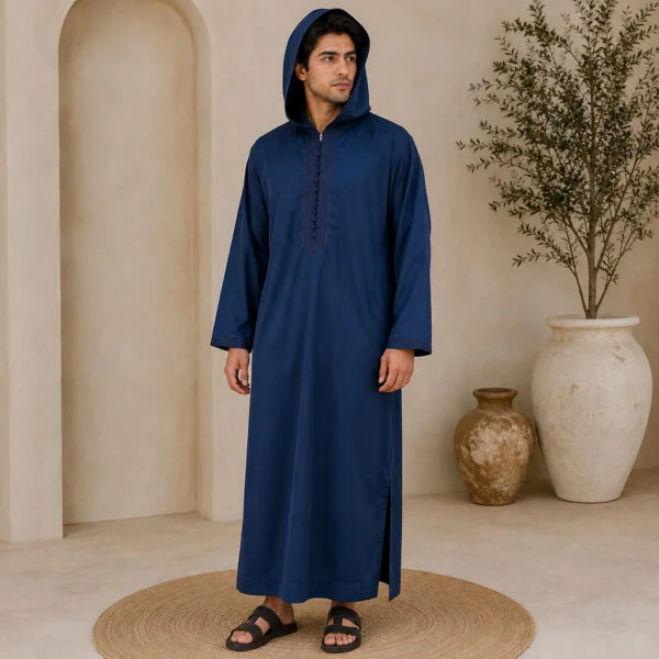 Navy Blue Designer Moroccan Djellaba with Hoods USA