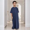 Navy Blue Emirate Style Short Sleeve Kids Boy Jubba