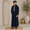 Navy Blue Stylish Moroccan Djellaba with Hood