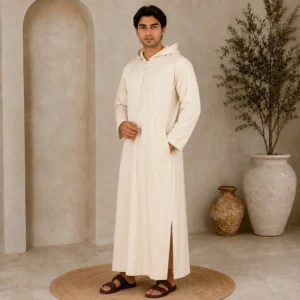 Off-White Luxury Moroccan Djellaba with Hood USA