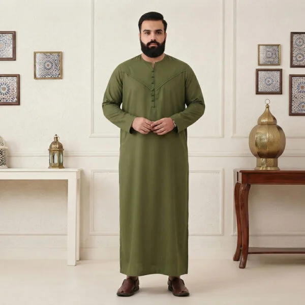 Olive green Emirati men's plus size thobes USA
