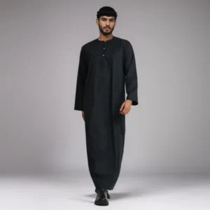 Omani Style Black Islamic Thobe For Men USA