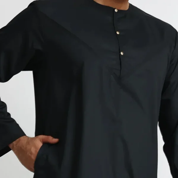 Omani Style Black Islamic Thobes For Men USA Omani Style Black Islamic Thobes For Men USA