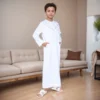 Omani White Embroidered Kids Boys Jubba Thobes USA