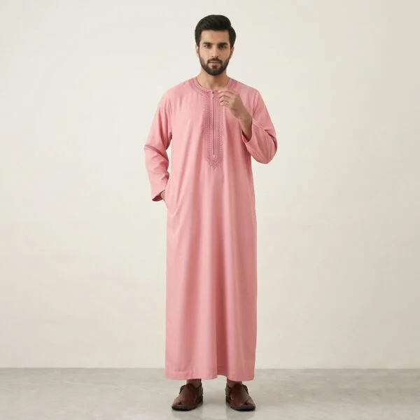 Rose Pink Moroccan Thobe For Men's USA Rose Pink Moroccan Thobe For Men's USA