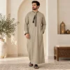 Warm Gray Emirati Thobe with Black Tassel USA Warm Gray Emirati Thobe with Black Tassel USA
