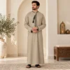 Warm Gray Emirati Thobe with Black Tassels USA Warm Gray Emirati Thobe with Black Tassels USA