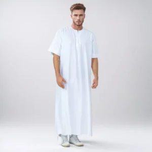 White Half Sleeves Islamic Men’s Thobes USA