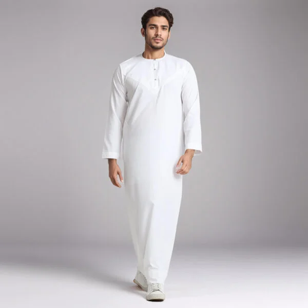 White Omani Simple Men’s Islamic Thobes USA White Omani Simple Men’s Islamic Thobes USA