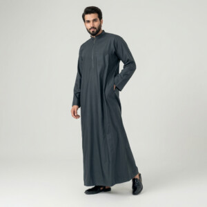 Men’s Black Plain Zip Collar Wholesale Thobe