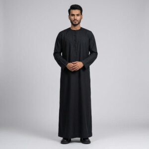 Men's Plain Black Color Omani Wholesale Thobe